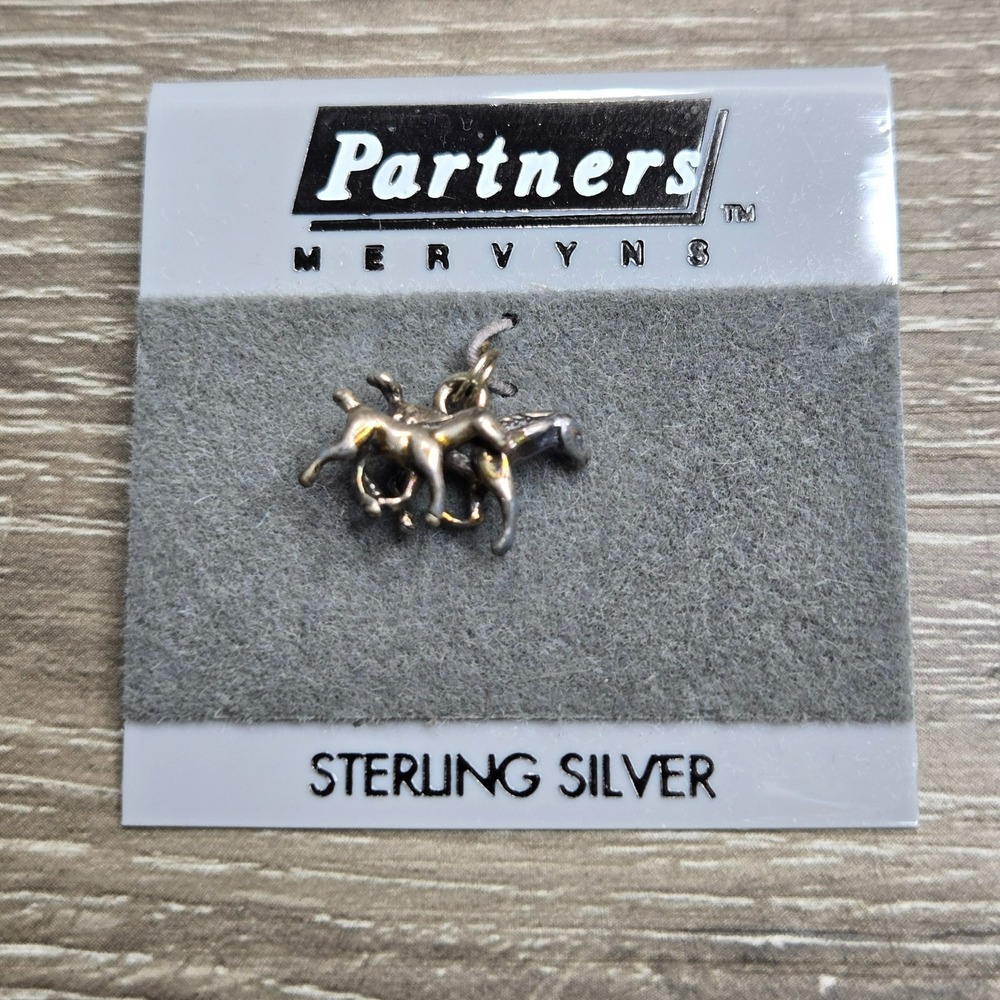Vintage Mervyn's Partners Sterling Silver Equestrian Mother & Baby Charm Pendant